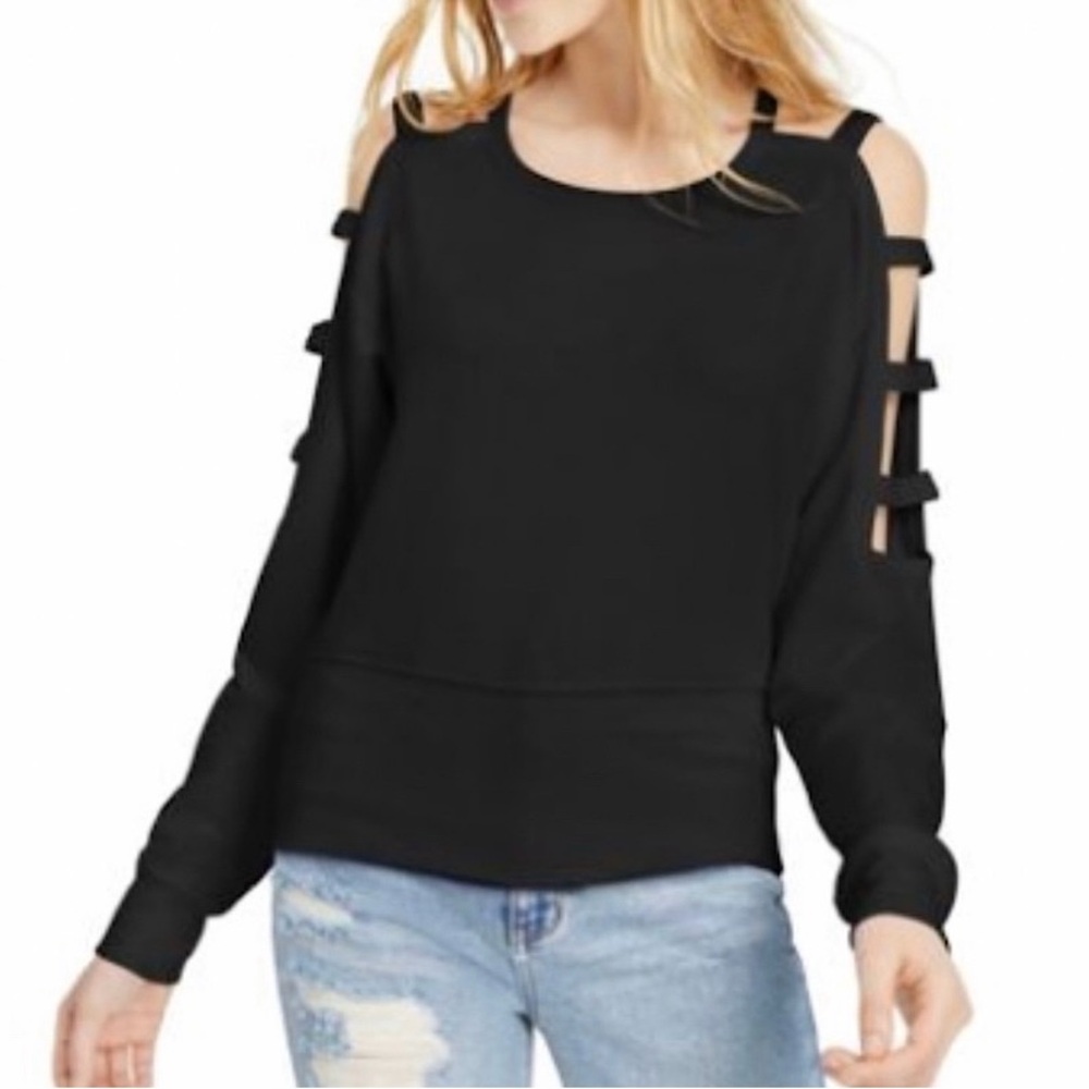 NWT Almost Famous Absolutely Brit Caged Cold shoulder pullover sweater_XL